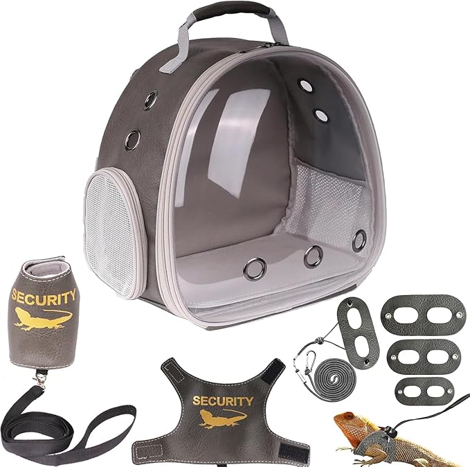 Bird Carrier Backpack, Portable Pet Travel Cage, Transport Bag for Parrots, Small Birds (pu Grey, One Size)