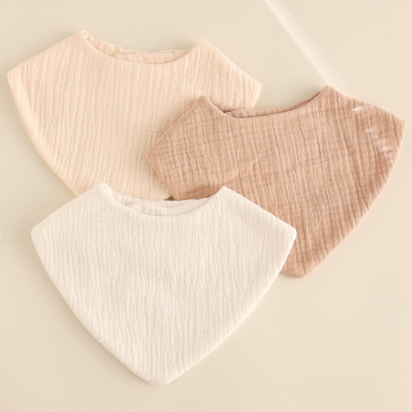 vuminbox Muslin Baby Bibs Bandana Drool Bibs 100% Cotton Absorbent Soft Reversible 3-Pack Set for Feeding,Teething Solid Color for Girls