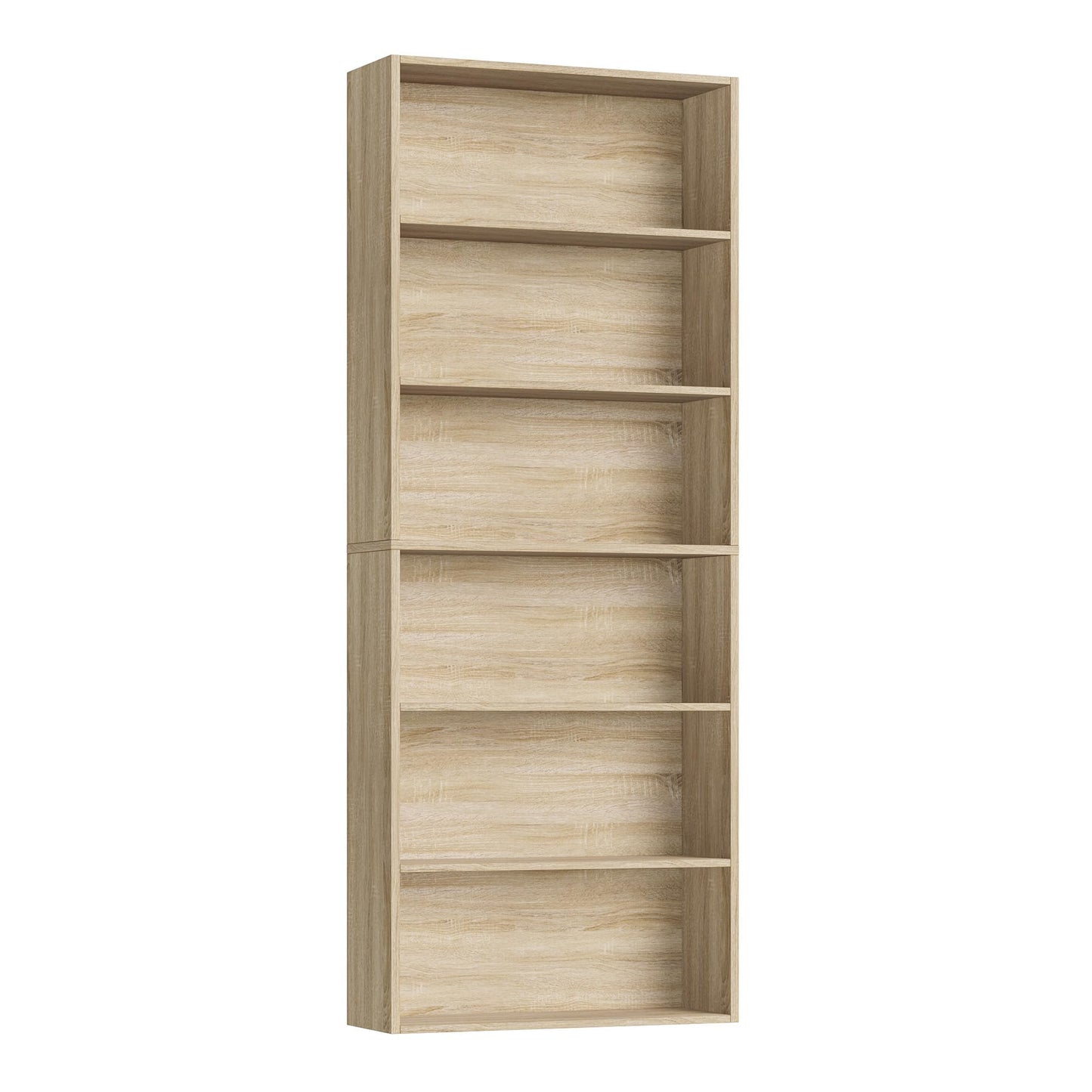 FOTOSOK 6-Tier Open Bookcase and Bookshelf, Freestanding Display Storage Shelves Tall Bookcase for Bedroom, Living Room and Office, Light Oak