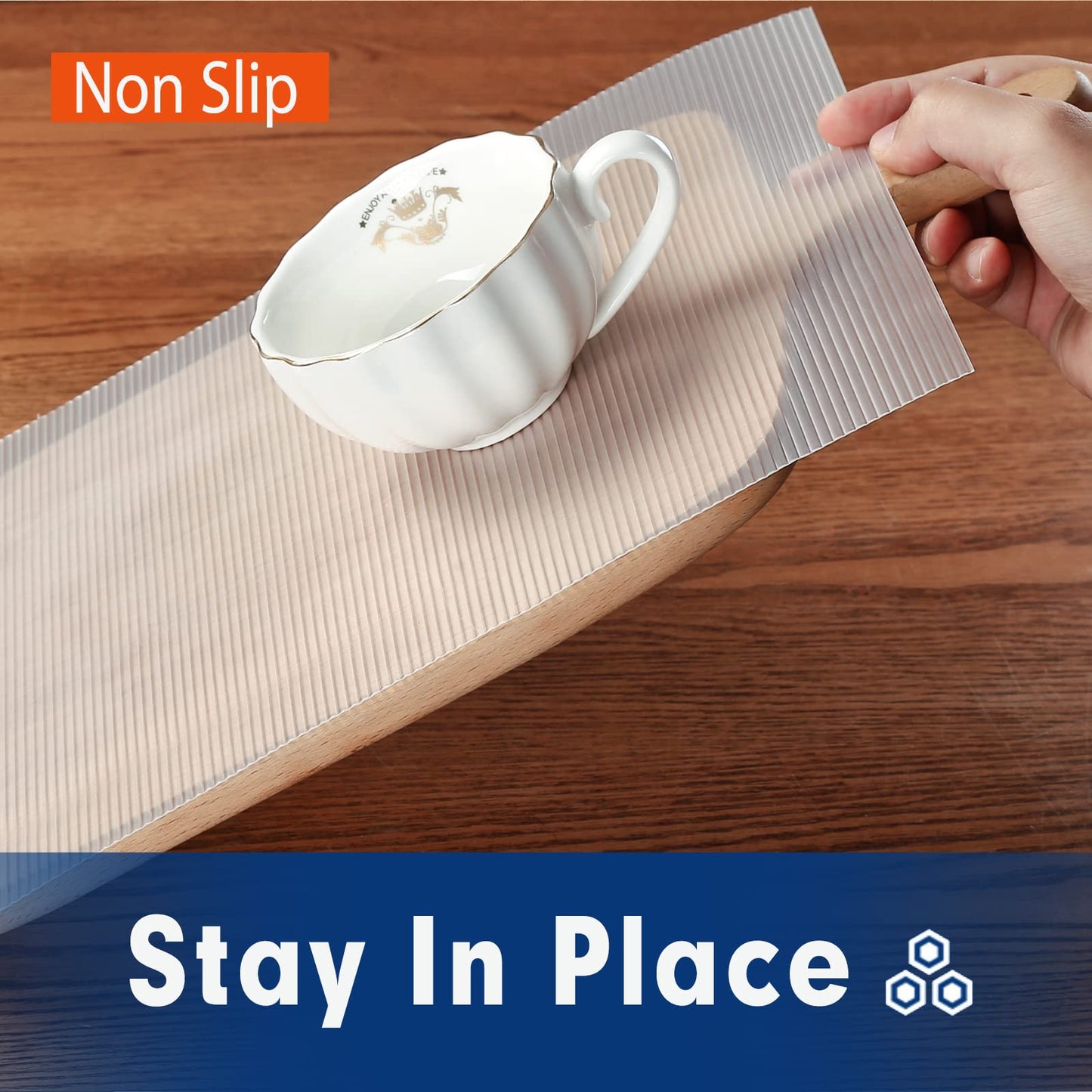 Shelf Liner, Drawer Liner, 12 x 120 Inches Cabinet Liner for Kitchen Cabinets Non-Adhesive Shelf Liners, Waterproof Shelf Paper with Non-Slip, Durable Liners, Clear