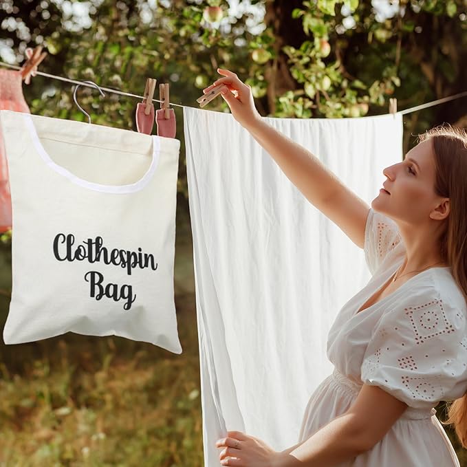 2 Pcs Canvas Clothespin Bag laundry Hanging Storage Organizer Clothes Pin