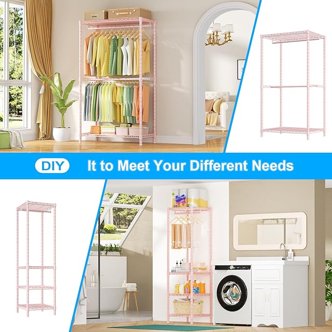 Ulif E10 Clothes Rack(With Stretchable Hanger Rod)Freestanding Clothing Racks