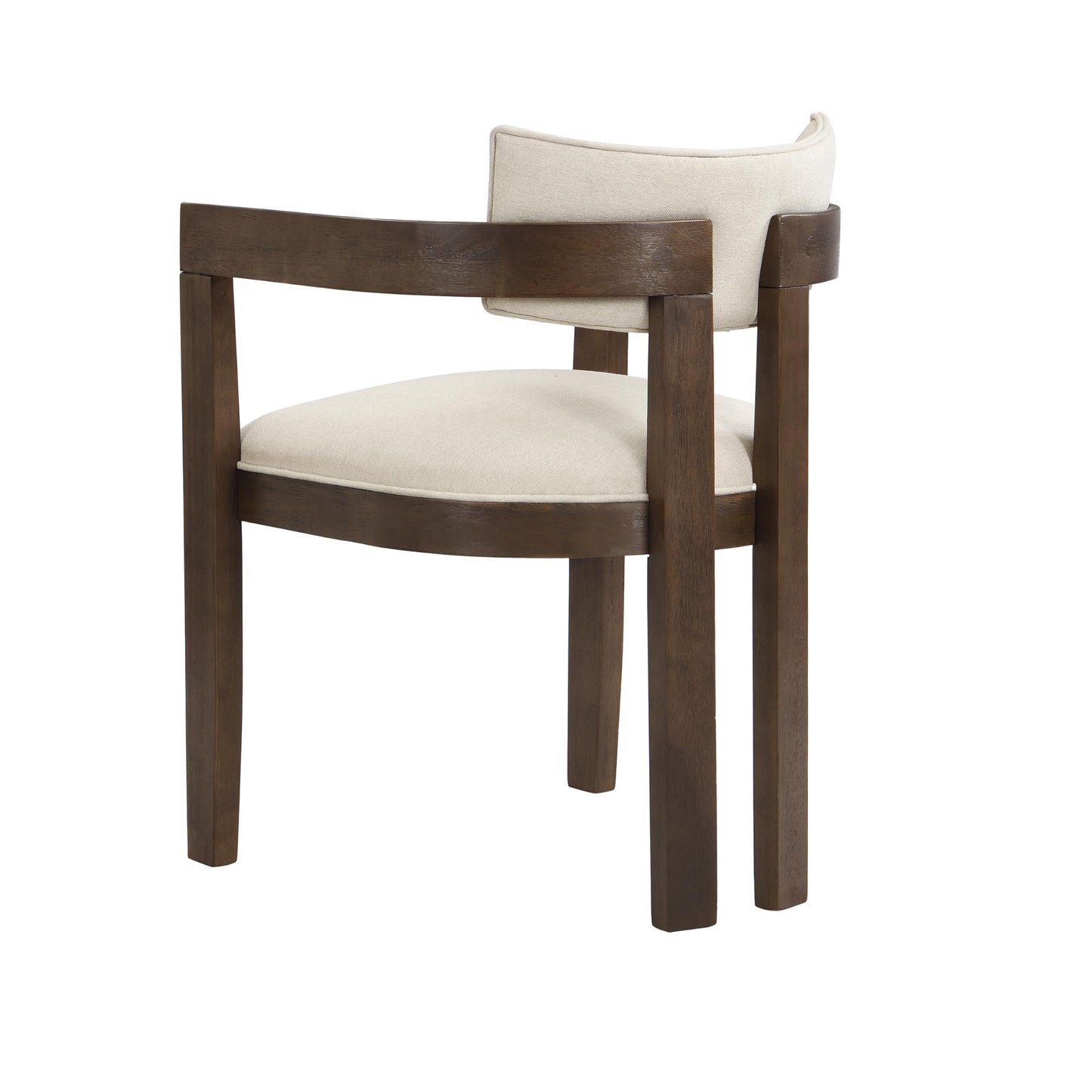 Christopher Knight Home Falcon Fabric Upholstered Dining Chairs Set of 2, Modern Wooden Dining Armchair, Curved Backrest Kitchen Side Chair, Living Room Accent Chair for Extra Seat, Walnut+Beige