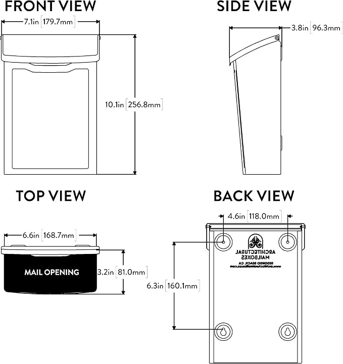 ARCHITECTURAL MAILBOXES 2681P Pewter Marina Wall Mount Mailbox, Small | Galvanized steel build for outside with weather-resistant outdoor construction and a rust-resistant powder-coat finish.