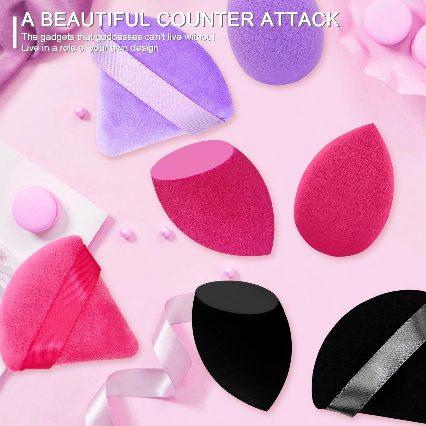 6+6 Professional Makeup Sponge Set,2.76 inch Portable Soft Sponge Setting Face Puffs,Multicolor Makeup Blending Sponge Cosmetic Applicator for Loose Powder,Liquid,Facial Makeup Tools(Pink)
