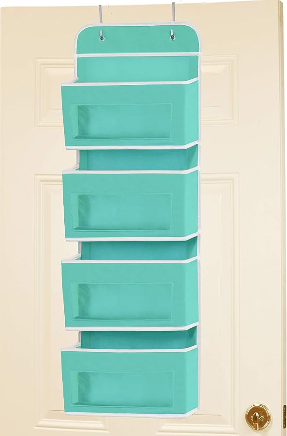 Simple Houseware 4 Clear Window Pocket Over Closet Door Storage Hanging