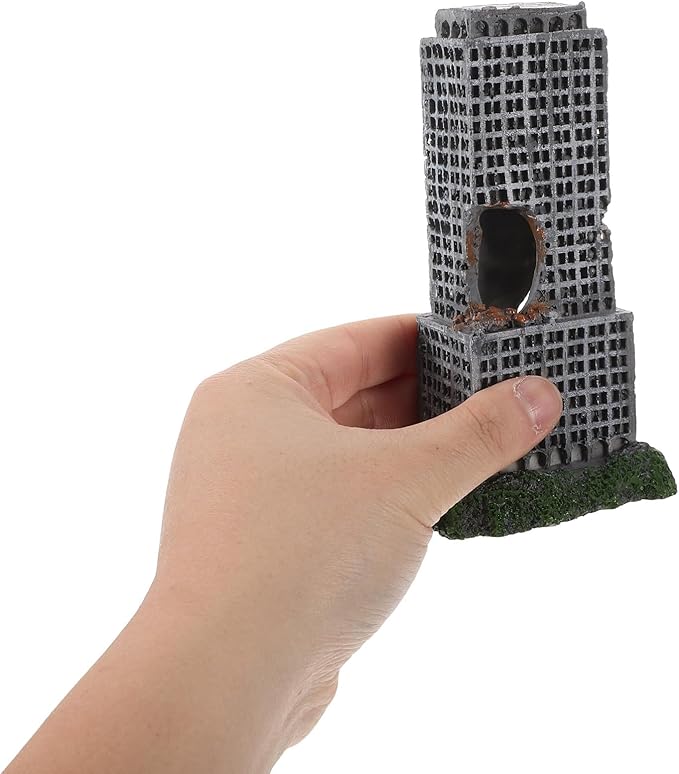 2pcs Aquarium Castle Ruins Decoration - Resin Fish Tank Cave Ornament - Mini Realistic City Building - Fish Shrimp Shelter Cave Hideout