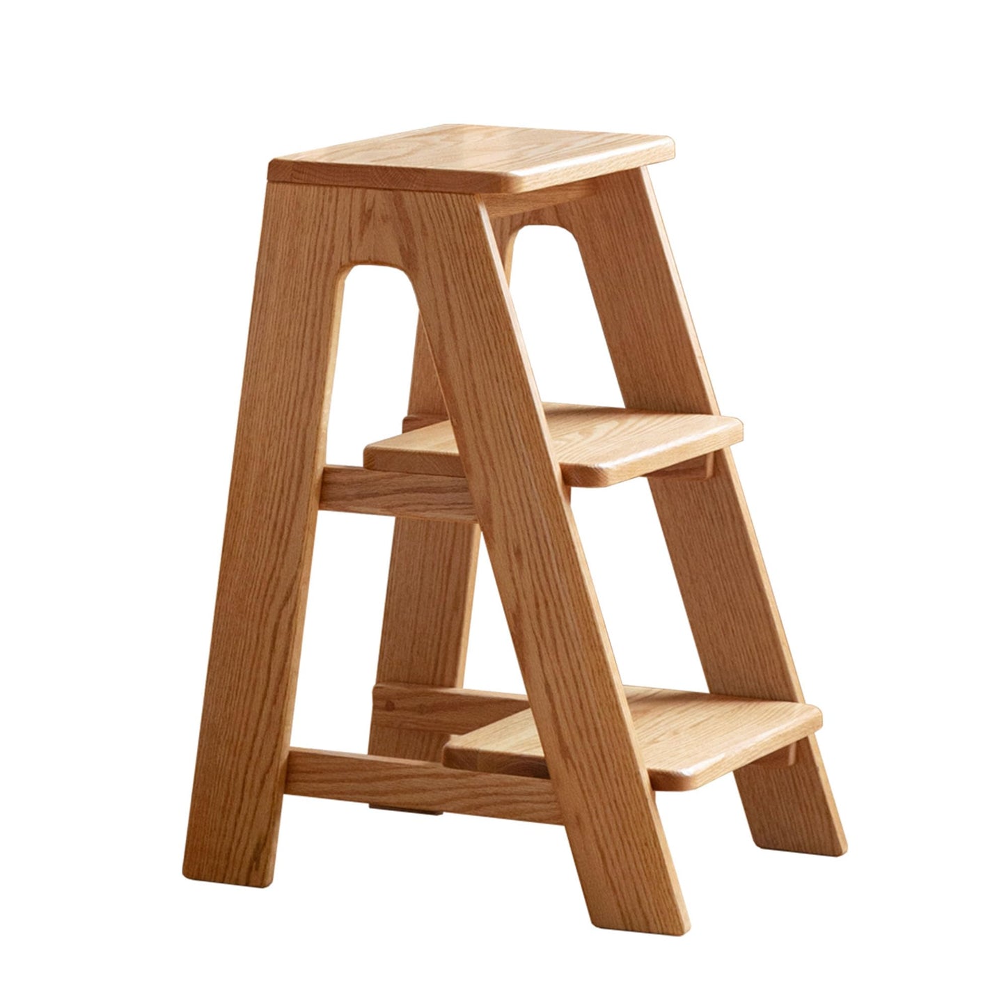 YESWOOD 100% Solid Oak Wood 3 Step Stool, Multifunctional 3-Tier End Table Nightstand Plant Stand Counter Barstool Dining Stool for Living Room Bedroom Kitchen (Natural Oak, 3-Tier)