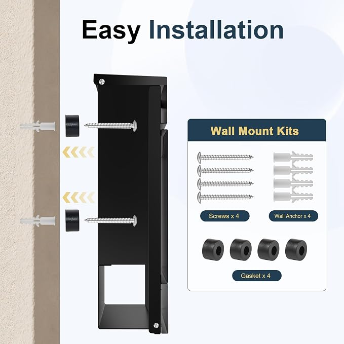 Modern Black Mailbox Wall Mount for Outside, Large Locking Security Key Drop Mail Box, Heavy Duty Galvanized Steel Post Box for House, Weatherproof Collection Box (14.57"x14")