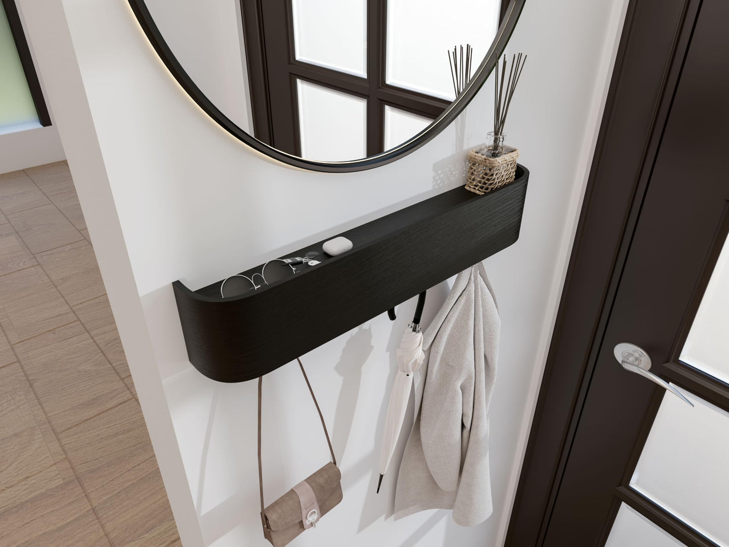 OLEEK wall Coat Rack - wall Shelf with Hooks - entryway Hooks - entryway Shelf - Modern Coat Rack - Wooden Coat Rack wall Mount for Home Decor - Wooden Mount for Home Decor - Coat Hanger Wall Mount