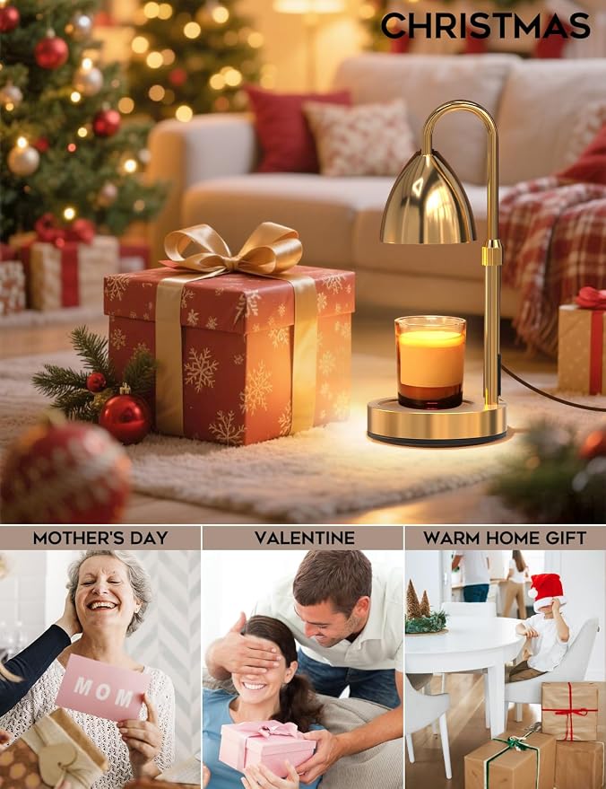 Candle Warmer Lamp with Timer Dimmable, Lamp Candle Warmer Birthday Gifts for Women, Black Adjustable Wax Melter Warmer for Jar Candles, House Warming Gift Home Decor