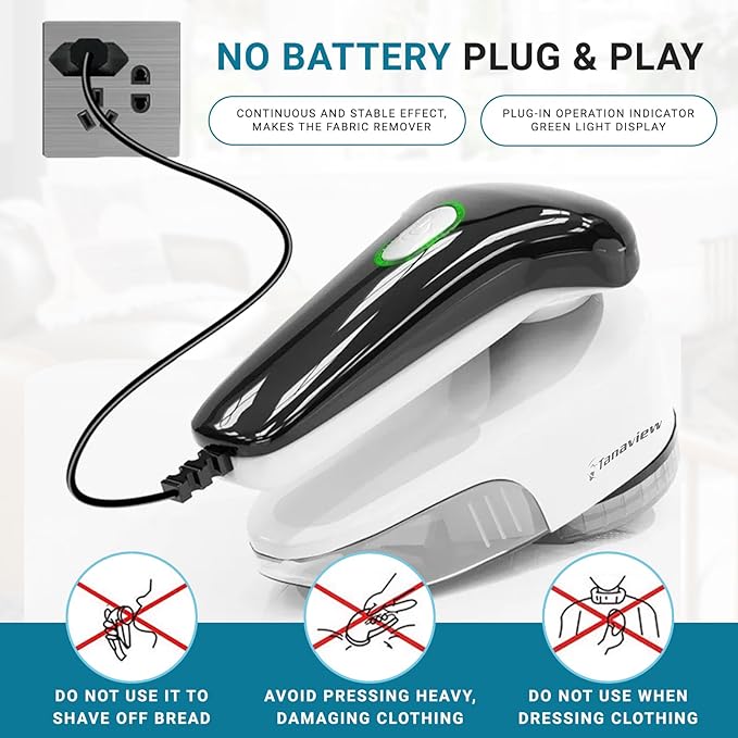 Power Corded Electric Fabric Shaver, No Battery, Pilling & Fuzz Remover