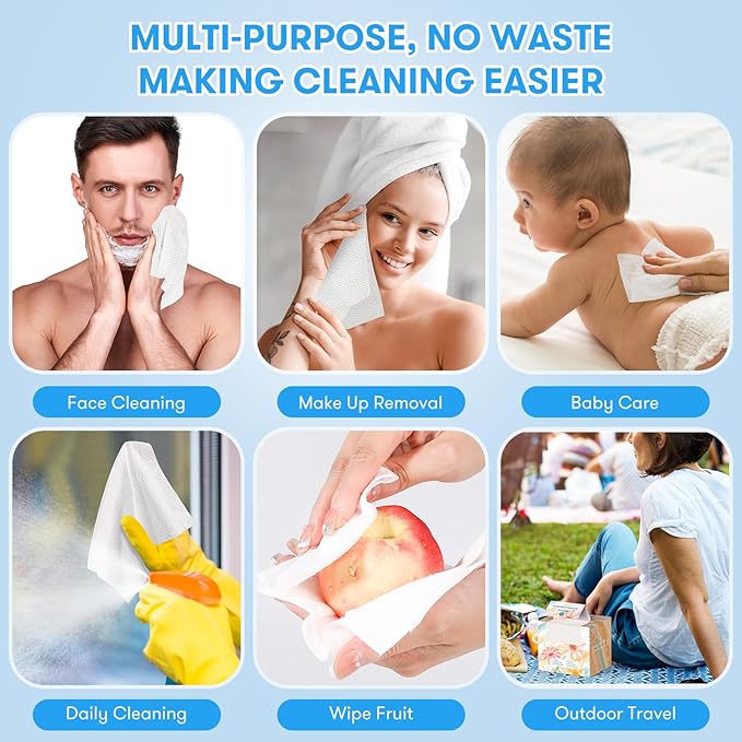 Disposable Face Towel, XL Facial Towelettes Soft Thick Absorbent, Lint-Free