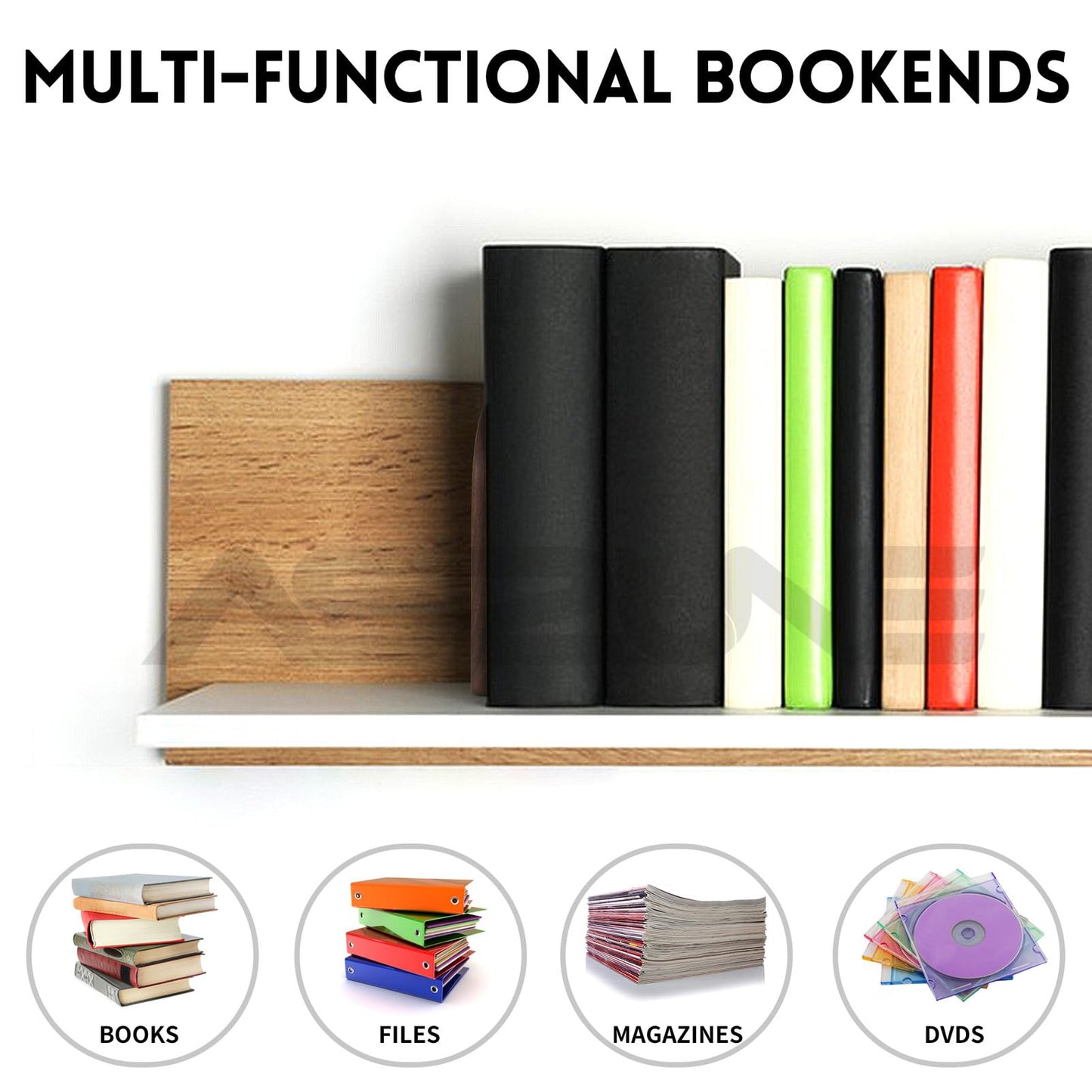 2Pairs Book Ends for Heavy Books, Wooden Bookends, Holds Heavy Books, Non-Skid, Perfect for Office Desk