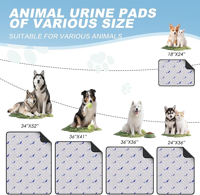 Washable Pee Pads for Dogs, 1 Pack Puppy Pads, Super Absorbent & Leakproof with Anti-Slip Bottom for Dog Training, Crates, Car, Pet Pee Pads, and Furniture Protection, 72"x72"