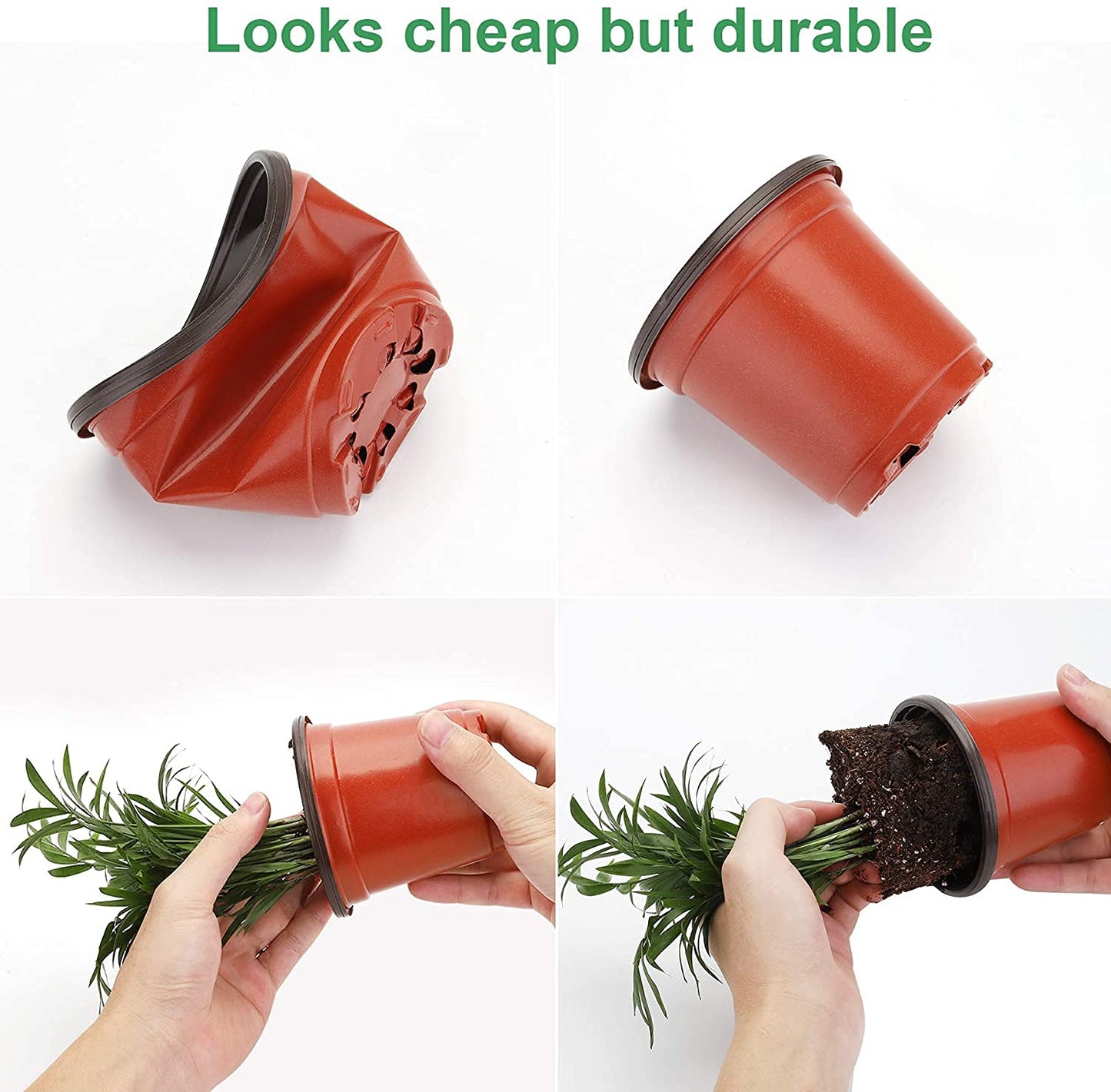 MIXC Plant Nursery Pots with Humidity Dome 4" Soft Transparent Plastic Gardening Pot Planting Containers Cups Planter Small Starter Seed Starting Trays for Seedling with 10pcs Plant Labels,30 Sets