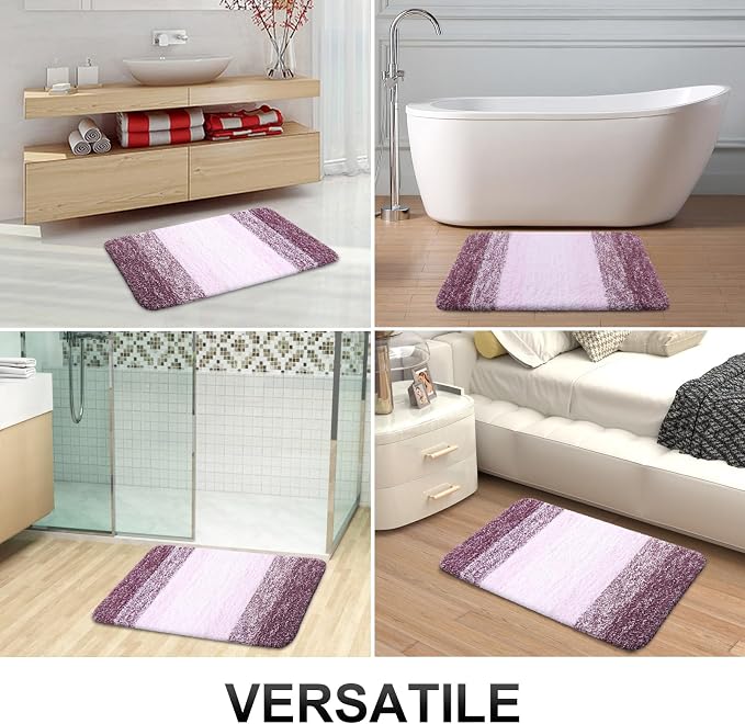OLANLY Bathroom Runner Rugs Mat 47x20, Extra Soft Absorbent Microfiber Bath Rugs, Rubber Backing, Quick Dry, Washable Long Bath Mats for Bathroom Floor, Tub and Shower, Home Decor Accessories, Mauve