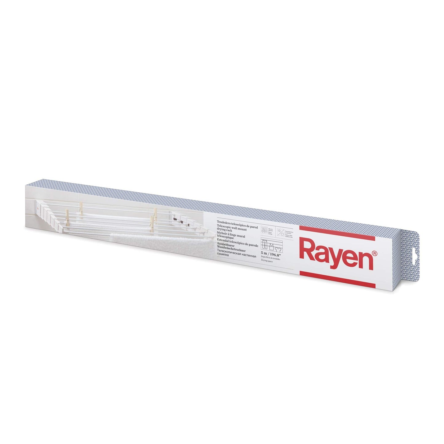 Rayen 0027.01 Wall Mounted Telescopic Clothesline, Painted Steel,ABS, White, 80 x 37 cm