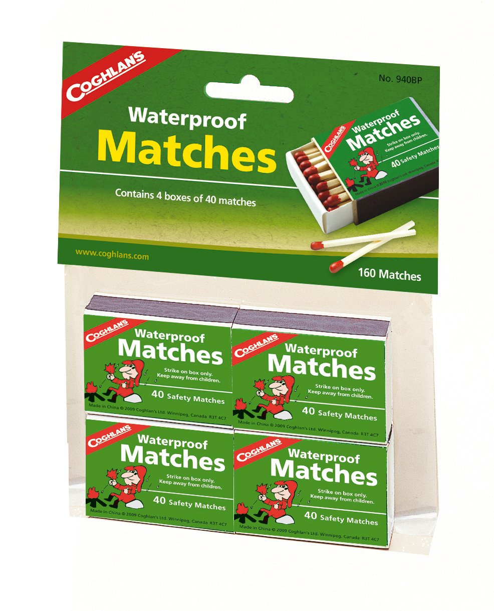 Coghlan's Waterproof Matches 4-Pack – Stormproof and Windproof Firestarters for Camping, Hiking, Survival, and Emergency Preparedness – Lightweight and Portable Outdoor Essentials