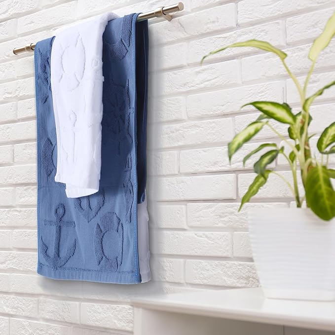2 Pcs Nautical Hand Towels for Bathroom Navy Blue Nautical Beach Bathroom Hand