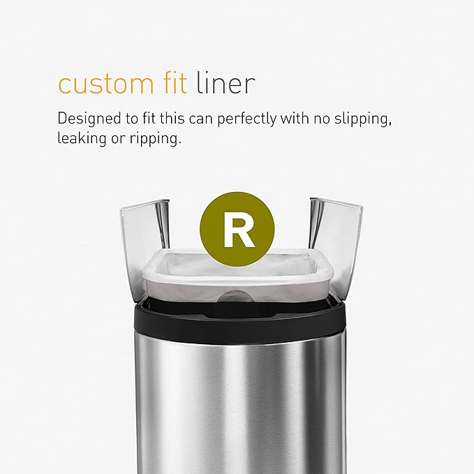 simplehuman Code R 60 Count, Dispenser Pack Custom Fit Liners, Drawstring Trash
