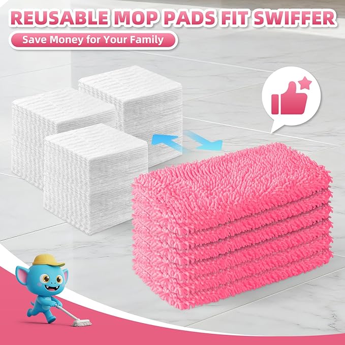 8 Pack Reusable Mop Pads Compatible