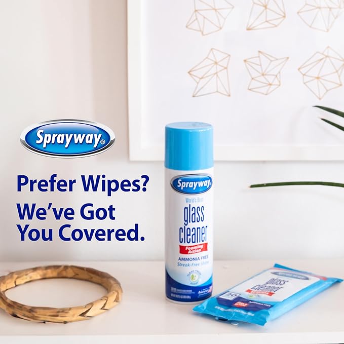 Sprayway Glass Cleaner Foaming Aerosol Spray, Streakless, Fast-Acting | Cleans