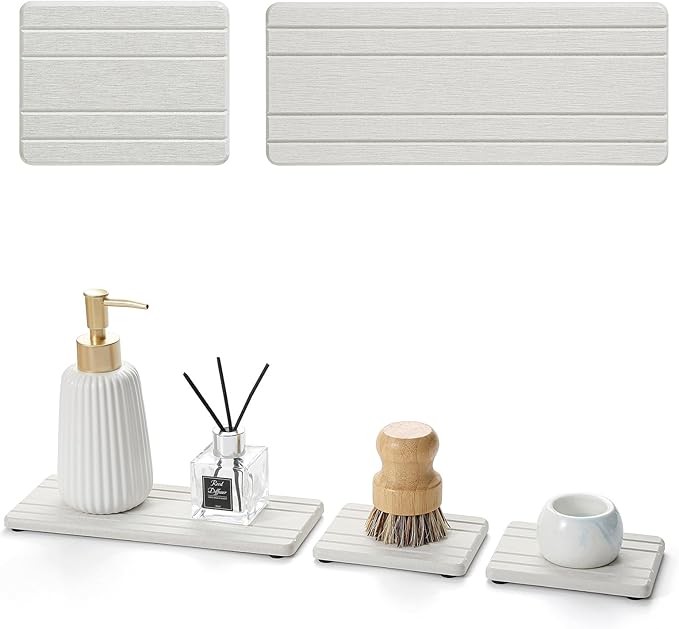 3 Pack Diatomite Stone Sink Tray, Water Absorbing Mat