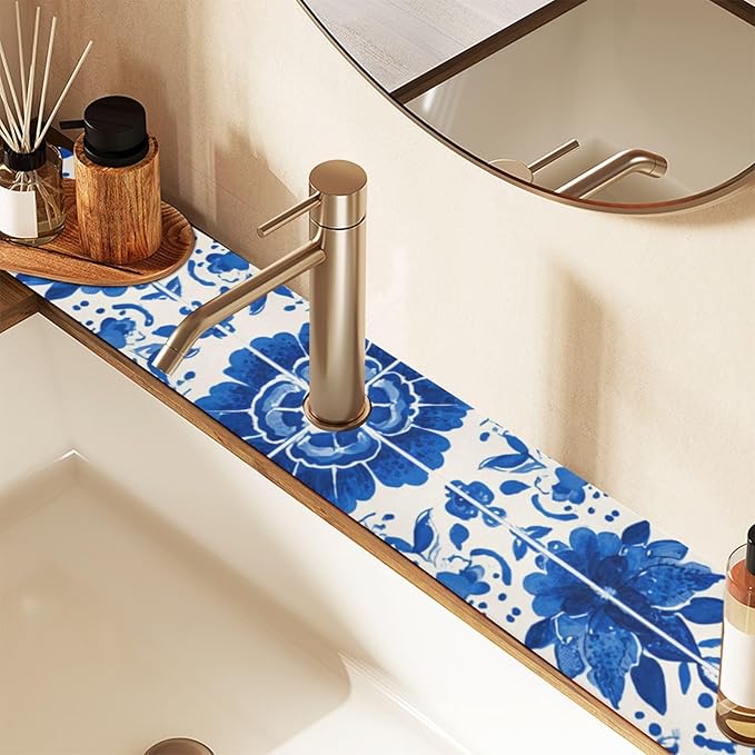 Kitchen Sink Splash Guard 2 PCS 30 Inch Sink Faucet Mat Splash Guard