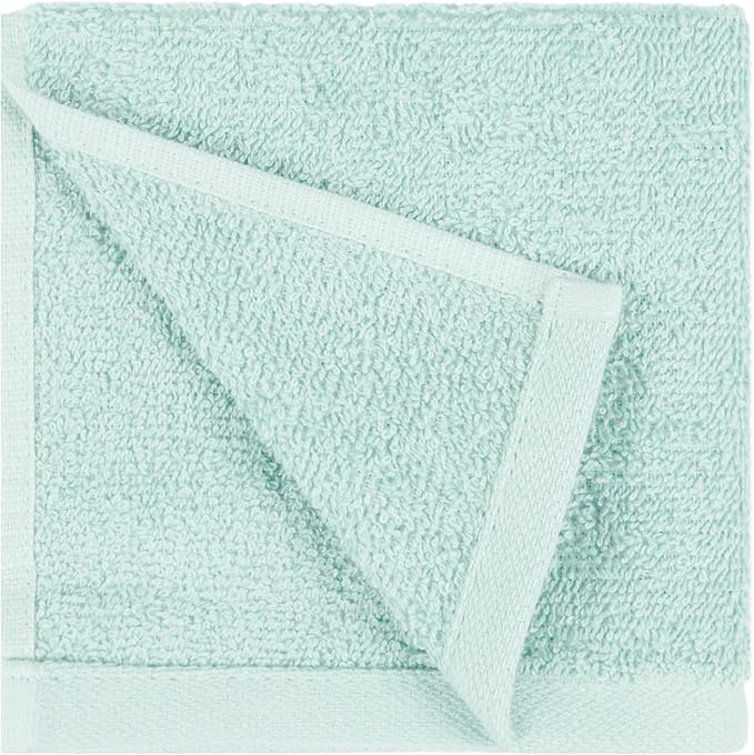 Amazon Basics face Towels for bathroom, 100% Cotton Extra Absorbent washcloth