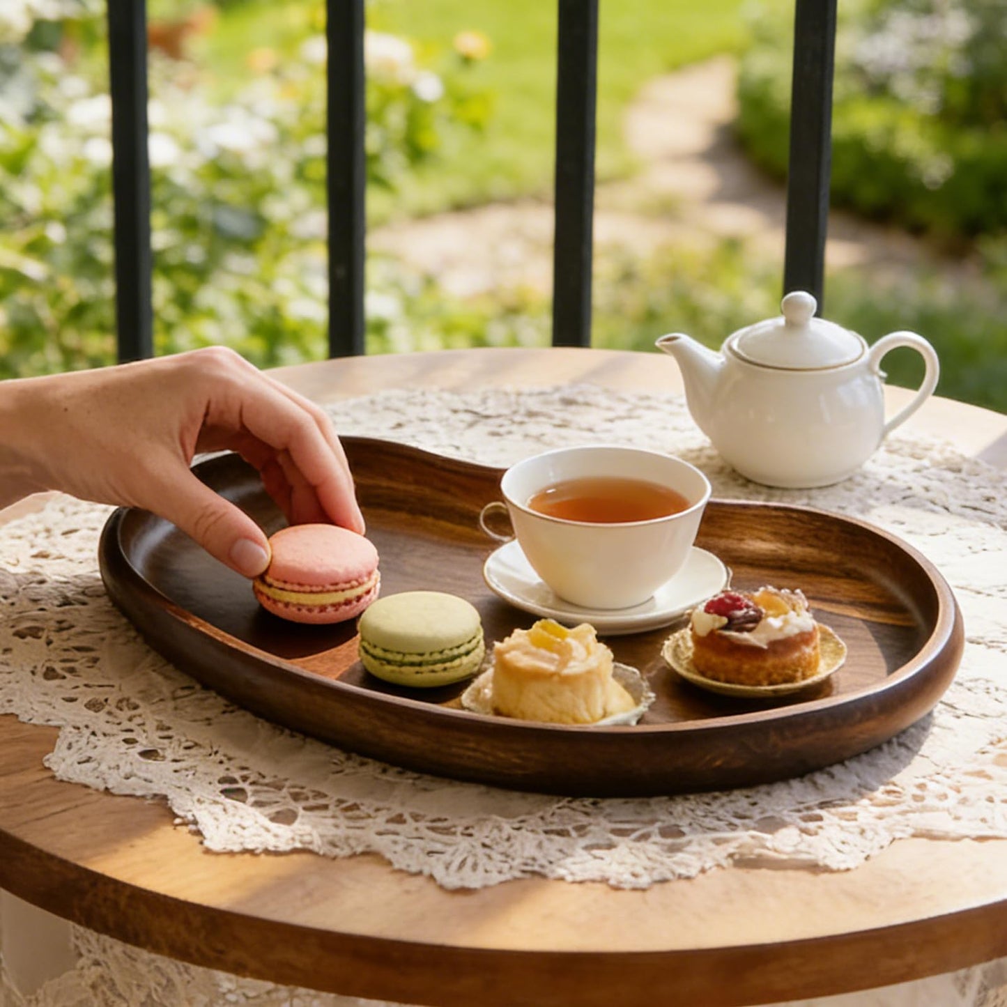 Acacia Wood Serving Tray – Premium Craftsmanship Decorative Tray Irregular Handmade Catchall Plate for Keys, Snacks, Coffee Table Décor & Entryway Organization-10.9 * 5.7 * 1.18 inches