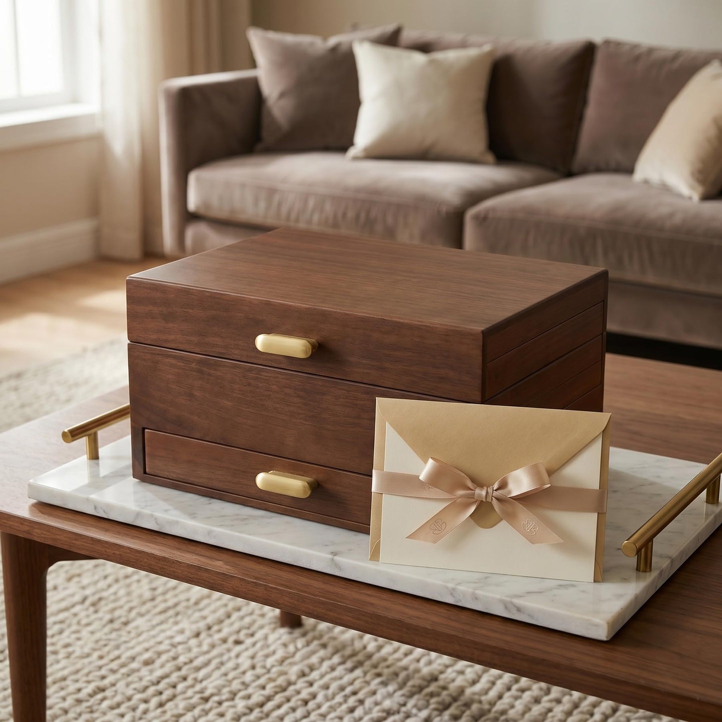 FMYSUSUXY Jewelry Box Solid Wood Jewelry Box Jewelry Ring Necklace Watches Earrings And Other Multi-style Storage Organizer Girl Wife Mother Gifts