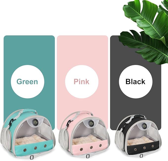 Bearded Dragon Carrier, Reptile Travel Bag with Built-in Thermometer Hygrometer, Breathable Small Animal Carrier with Clear View Window, Portable Lizard Habitat for Ball Python