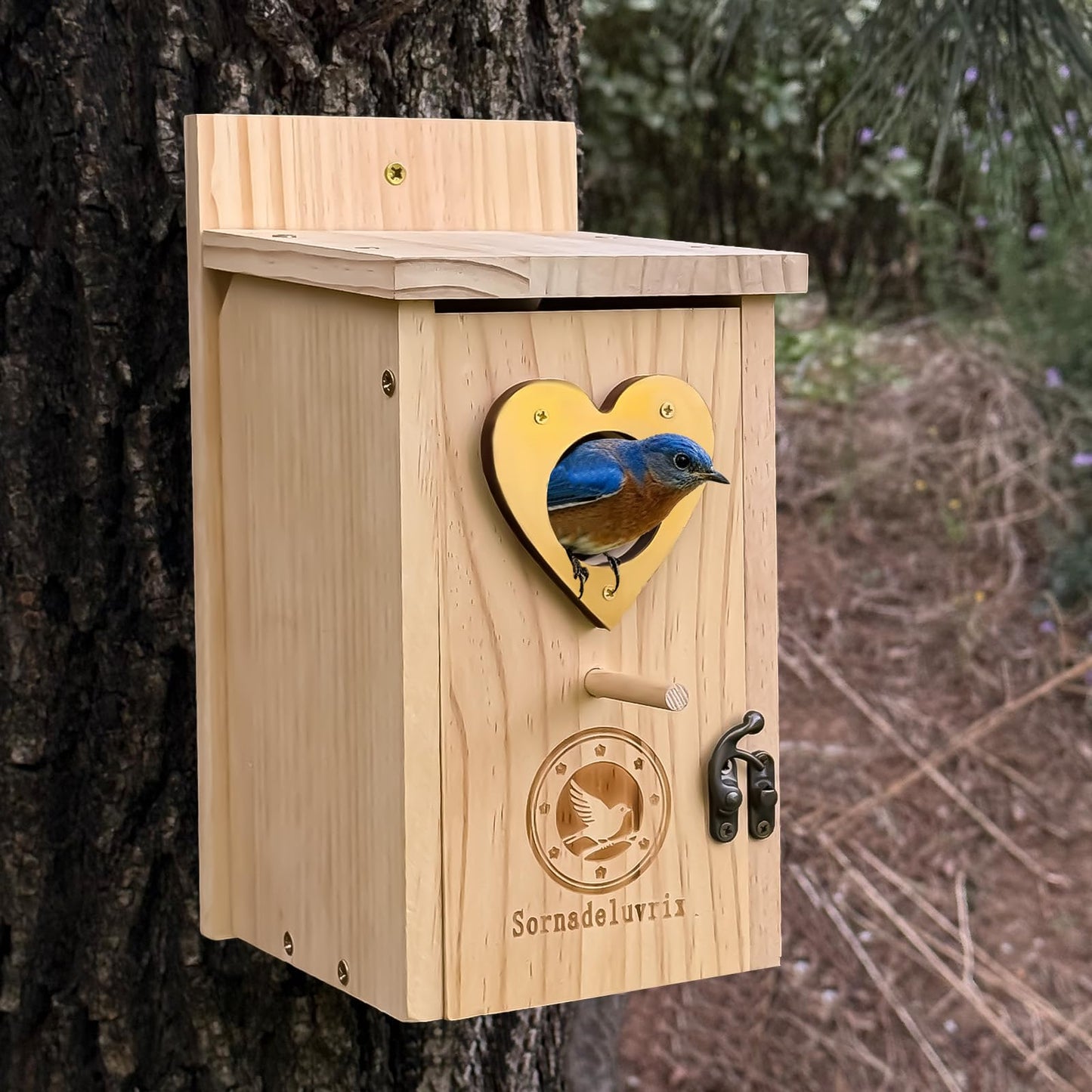 SORNADELUVRIX 2 PCS Bird Houses for Outside, Predator Proof Bluebird Houses Hanging, Wooden Bird Houses for Outdoors, Bird House Kits for Adults & Kids with Perch & Nesting Material