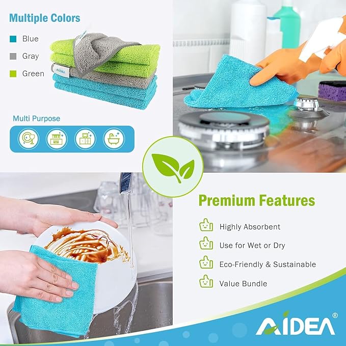 AIDEA Microfiber Cleaning Cloth-150PK, Soft Microfiber Towels