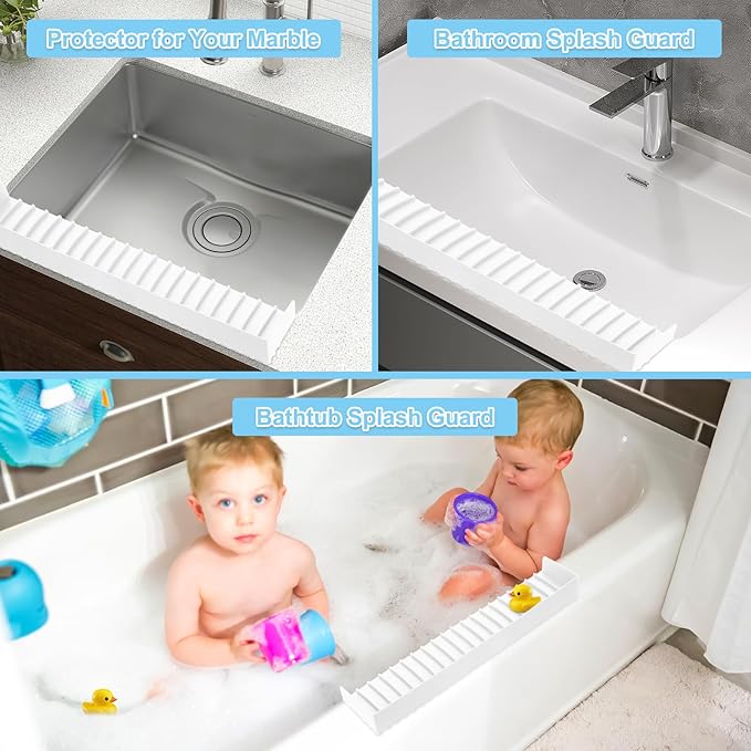 Silicone Faucet Splash Guard 4" x 14", Faucet Water Catcher Mat, Longer