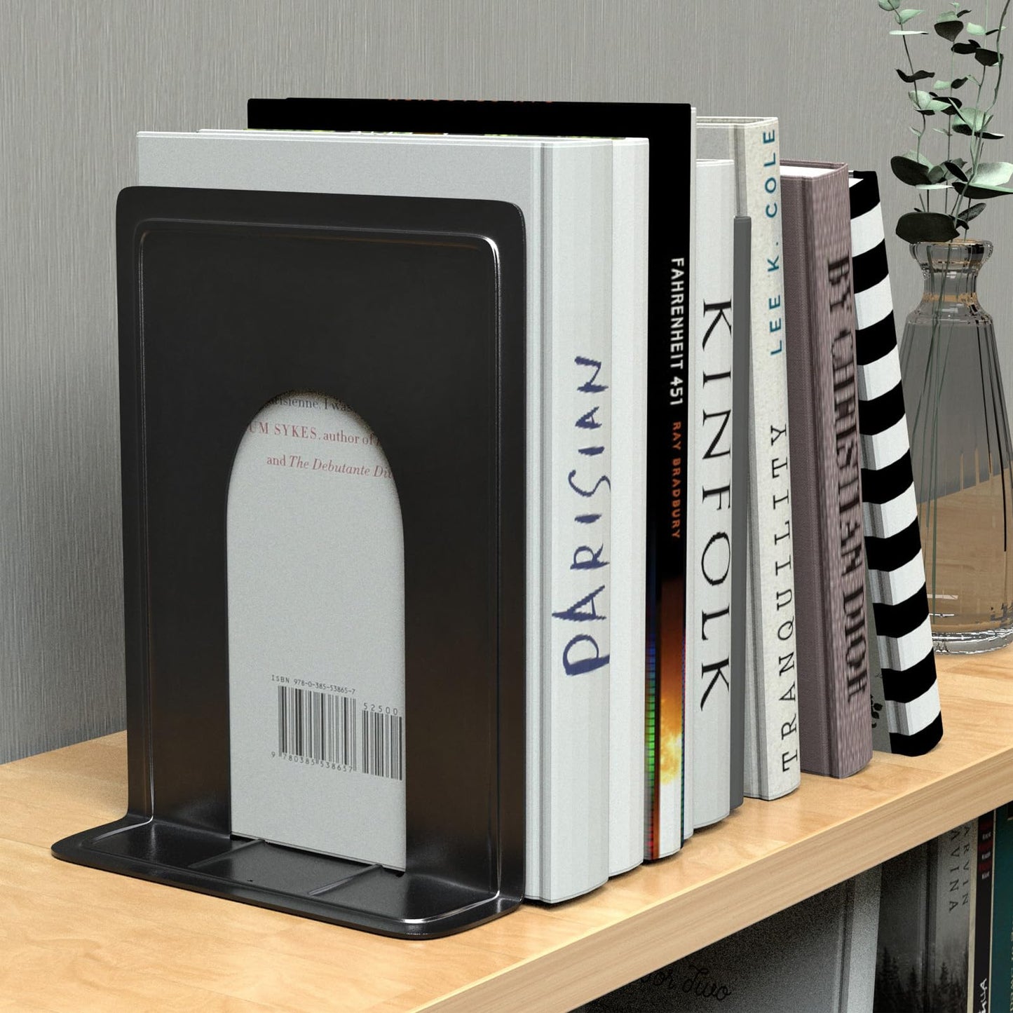 MaxGear 8.5 in Extra Large Heavy Duty Metal Book Ends, Black Universal Premium Bookends for Shelves, Non-Skid Bookend, Book Stopper for Books/Movies/CDs/Games, 8.5 x 5.9 x 7.8 in, 2 Pairs/XL