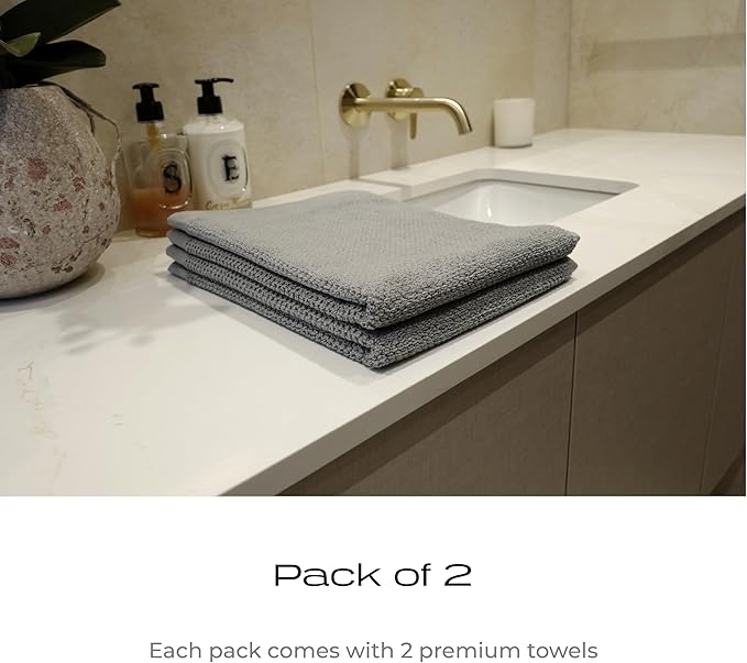 Luxury Silver-Infused Gray Hand Towels 2-Pack, 23.6"x17.7"