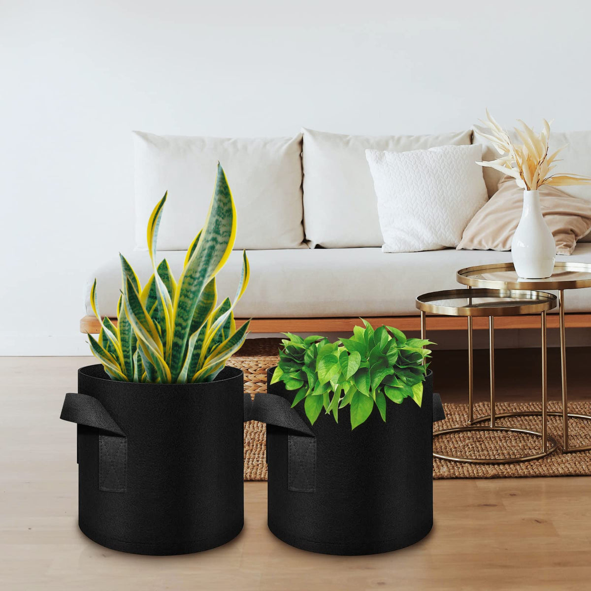WHATWEARS 24 Pack 10 Gallon Plant Grow Bags, Thickened Nonwoven Fabric Pots with Handles, Vegetable Planter Bags Containers, Cloth Planters for Garden Vegetable/Flower/Plant/Fruits Outdoor (Black)