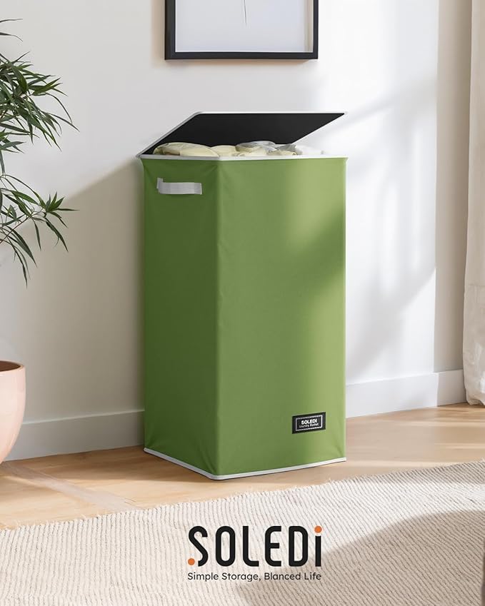 SOLEDI Laundry Hamper with Lid 100L Large & Tall Collapsible Laundry Basket
