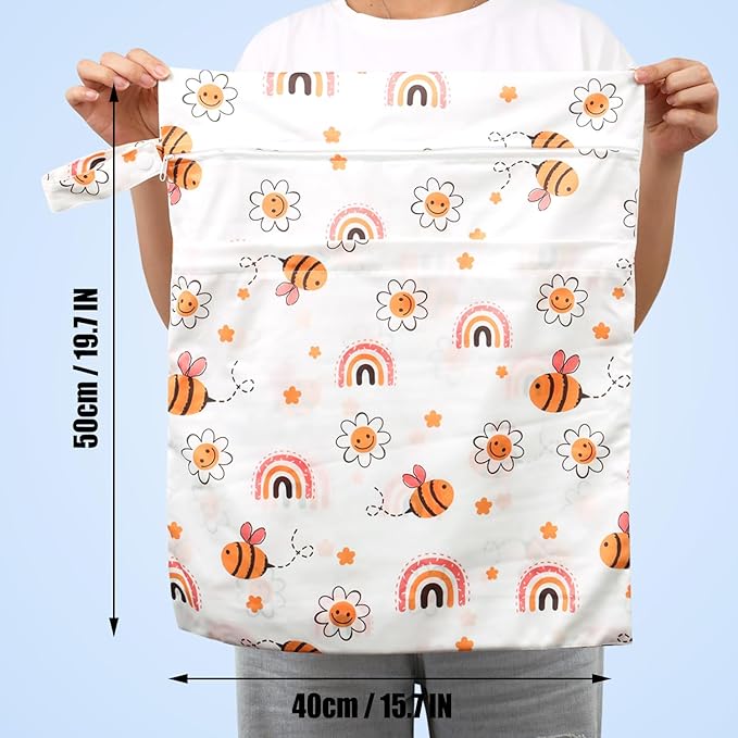 2pcs Travel Waterproof Laundry Bag, Cloth Diaper Wet Dry Bags