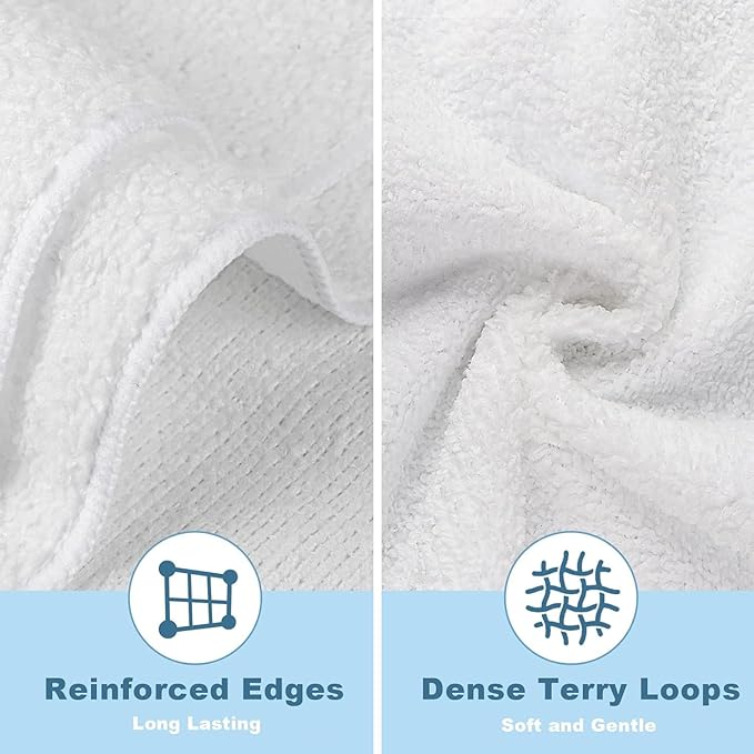 HOMEXCEL Microfiber Washcloths Towel Pack of 50, Hotel and Spa, Fast Drying