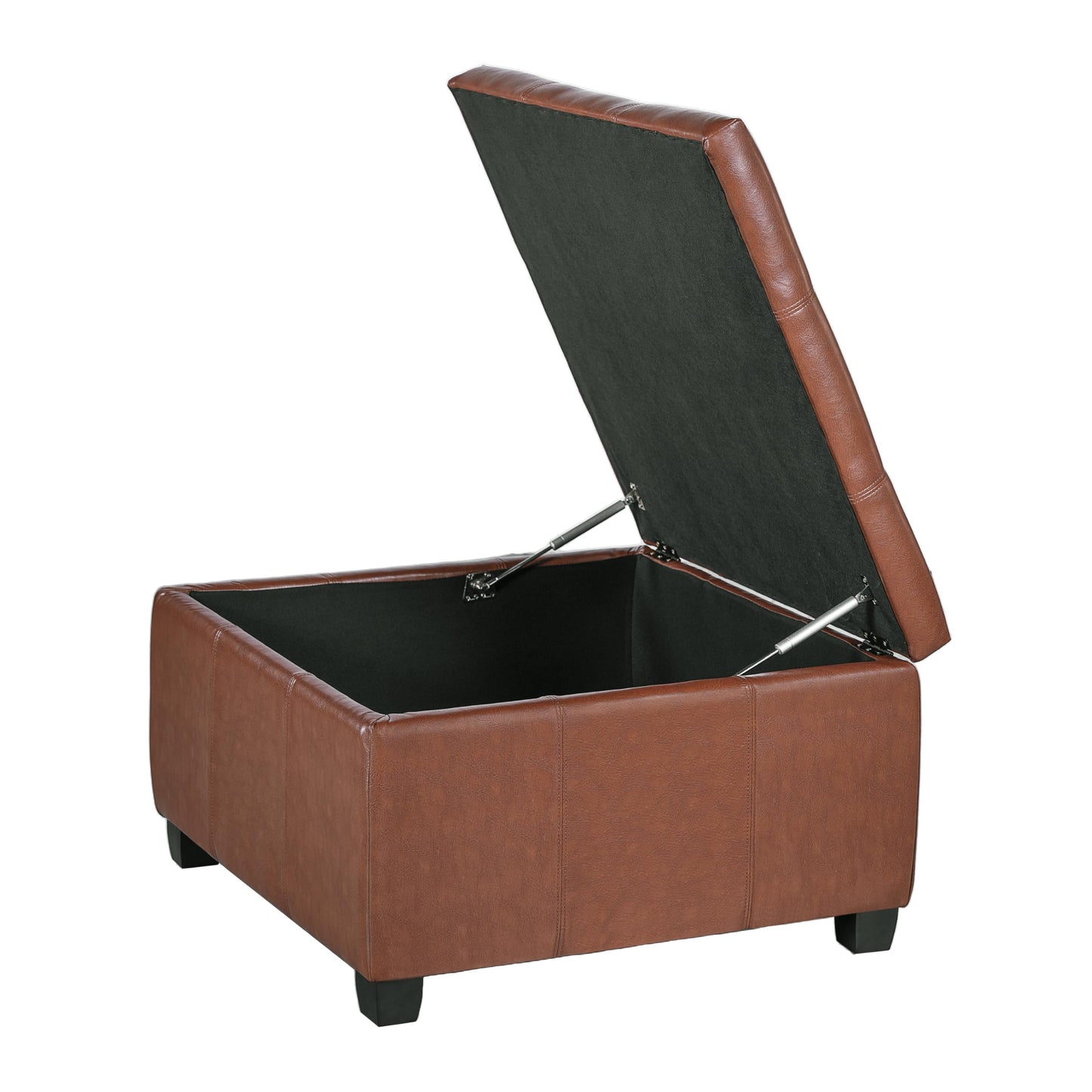 Christopher Knight Home Anivia Faux Leather Square Storage Ottoman Coffee Table, Wooden Ottoman with Storage, Entryway Modern Square Footstool, Upholstered Toy Box Storage for Living Room, Brown
