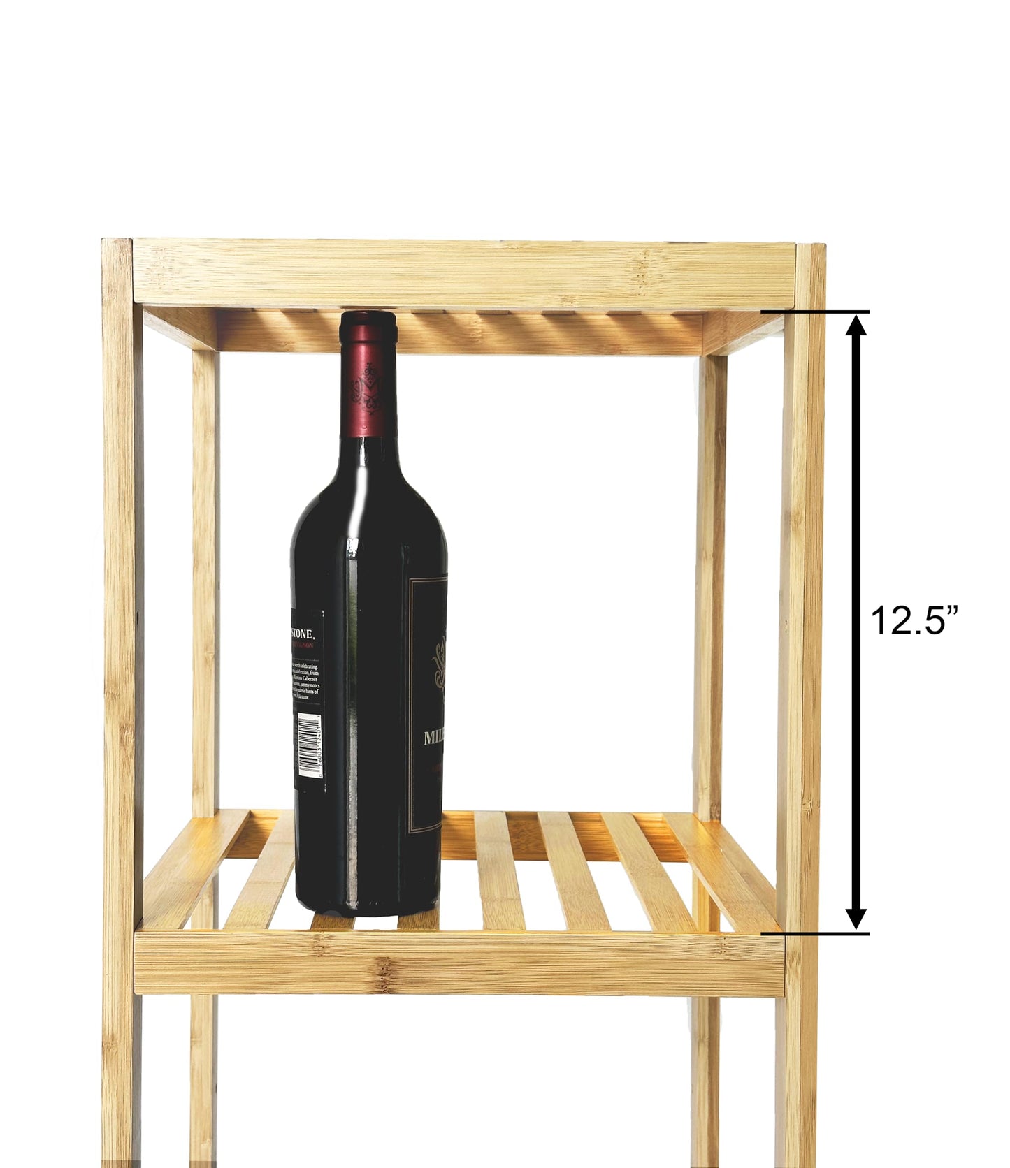 Bam & Boo - 5-Tier Multipurpose Square Shelf Modern Natural Bamboo - for Living Room, Bedroom, Office, Kitchen, Pantry(55” x 13.4” x 13.4”)