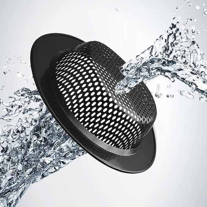 2 Pcs Black Stainless Steel Mesh Sink Drain Strainer, 2.75" Top/1.66" Kitchen