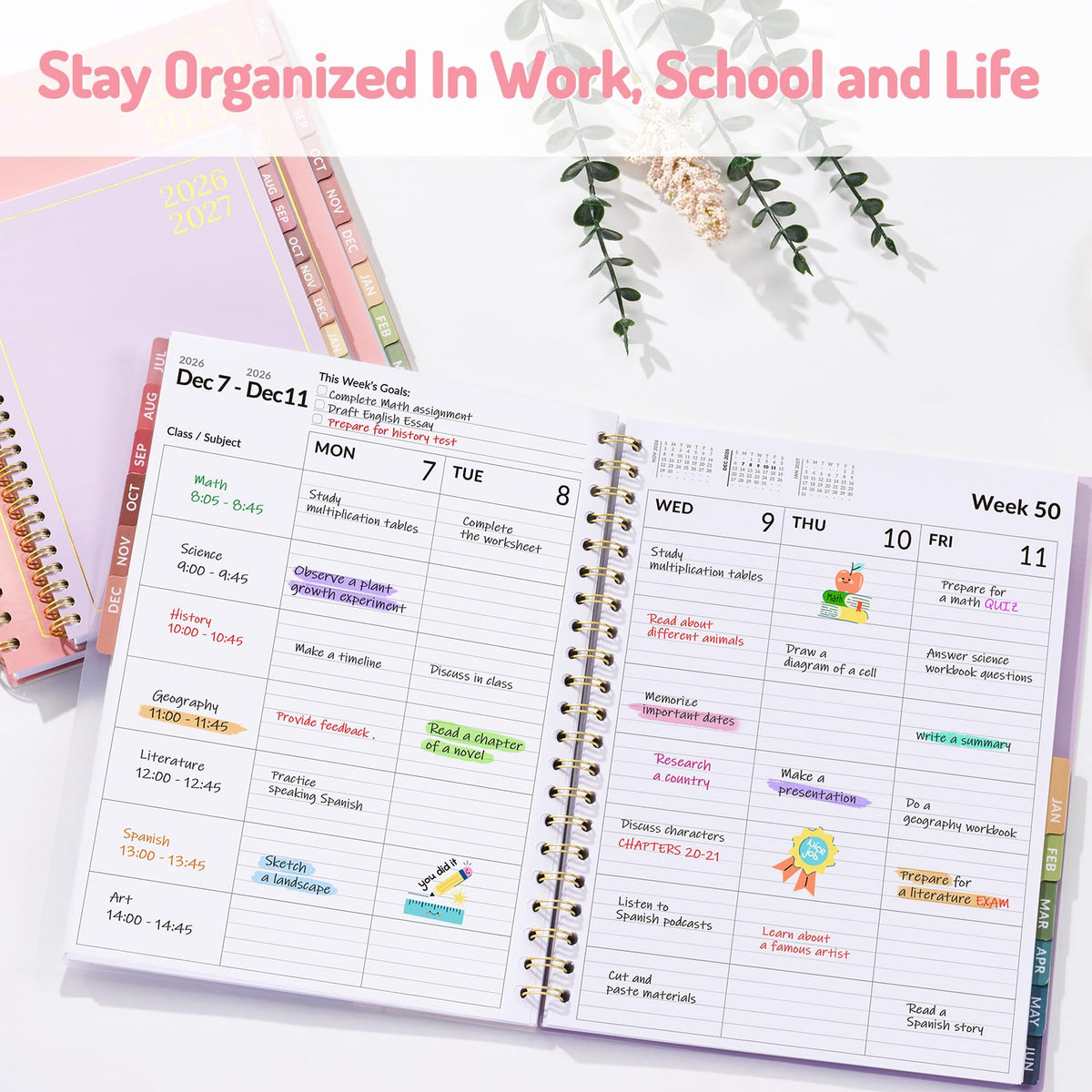 Teacher Planner 2026-2027, Forvencer Academic Planner 2026-2027, Jul 2026 - Jun 2027, 8.5"x11", Weekly & Monthly Planning Book with 7 Periods, School Agenda for Teacher Student, A4, Color Stripes