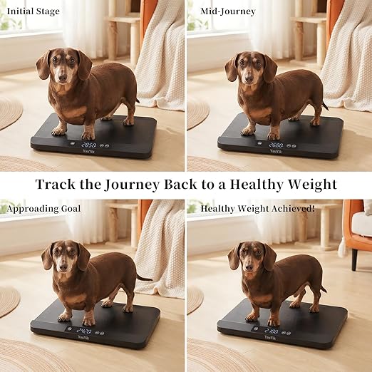 YauYik Digital Pet Scale for Accurate Weighing - Baby Scales,Ideal for Small Pets, Puppies, Kittens and Cats with Non-Slip Mat - LED Display with Hold Function, Measures Up to 40kg(Batteries Included)