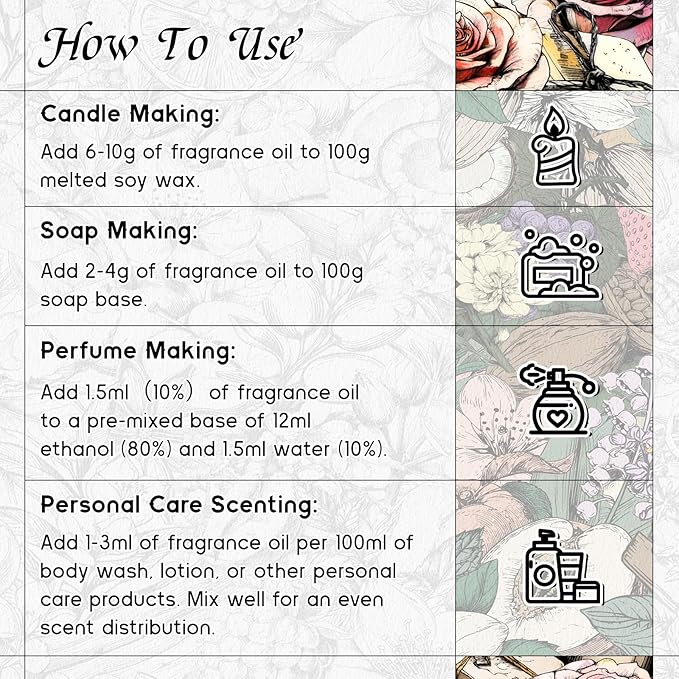 HIQILI Vanilla Fragrance Oil for Body Spray, Diffuser Use, Essential Oil for Candle, Soap, and Women Perfume Making - 5.07 Fl Oz