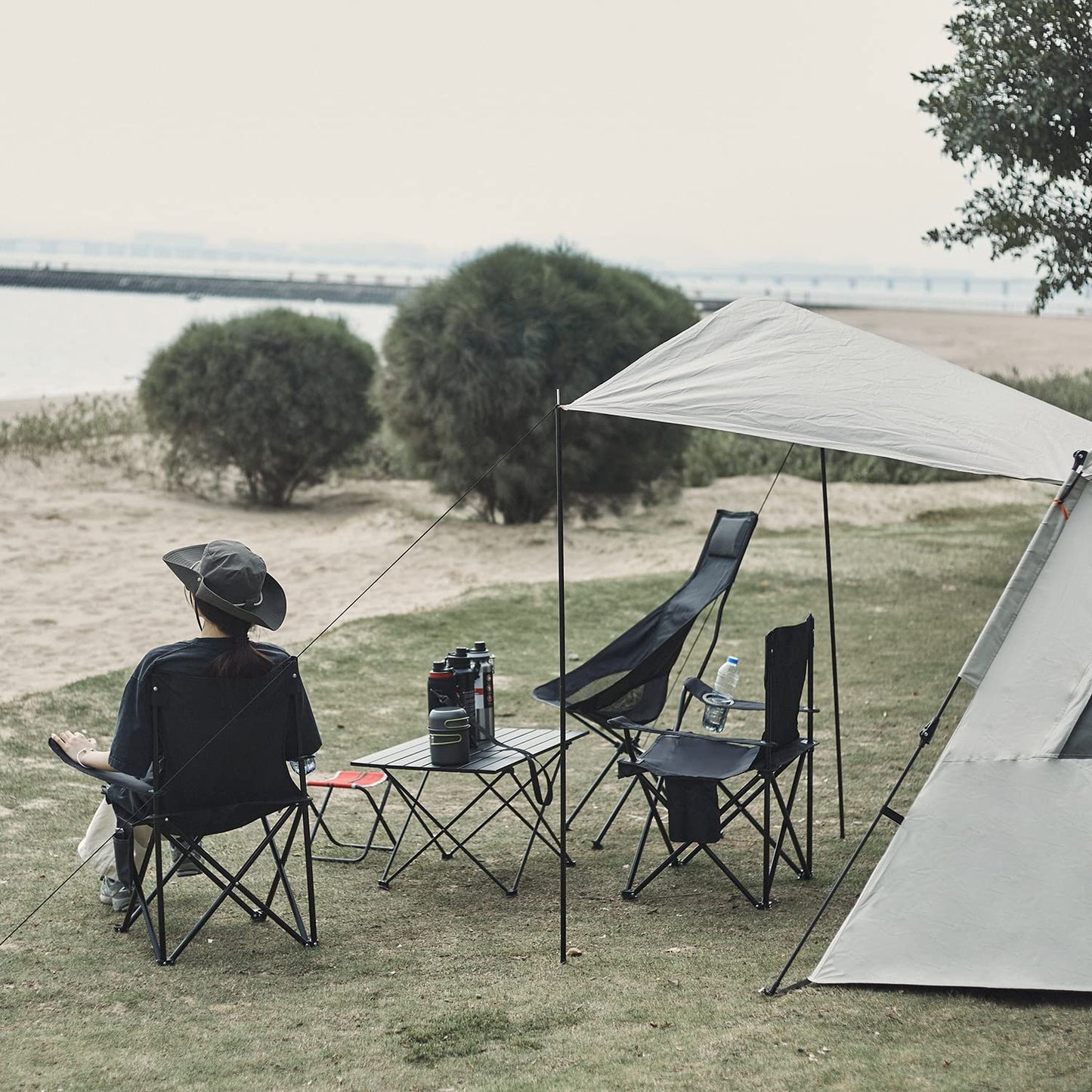Damei century Folding Camping Chairs- Lightweight, Portable Chair for Beach, Lawn, Outdoor Sports, 2PCS Black