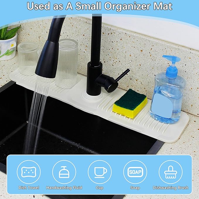 5° Slope Kitchen Sink Faucet Mat, Kitchen Sink Splash Guard, Silicone Material